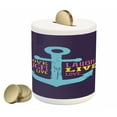 thumbnail image 1 of Live Laugh Love Piggy Bank, Memphis Style Nautical Inspirations Hand Drawn Anchor and Words, Ceramic Coin Bank Money Box for Cash Saving, 3.6" X 3.2", Multicolor, by Ambesonne, 1 of 4