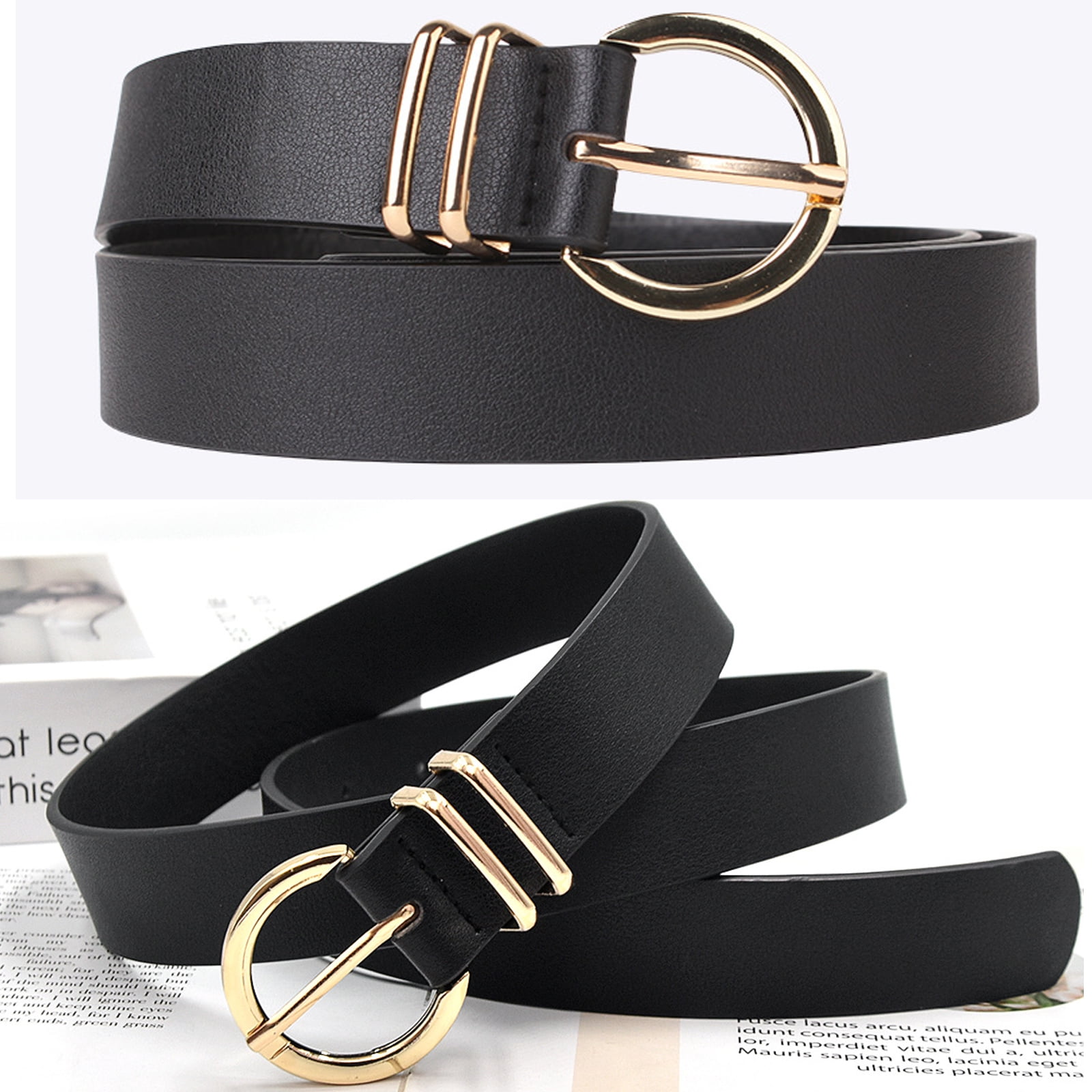 SENDEFN 2 Pack Women Leather Belts with Pin Buckle Waist SENDEFN 2 Pack Women Leather Belts with Pin Buckle Waist
