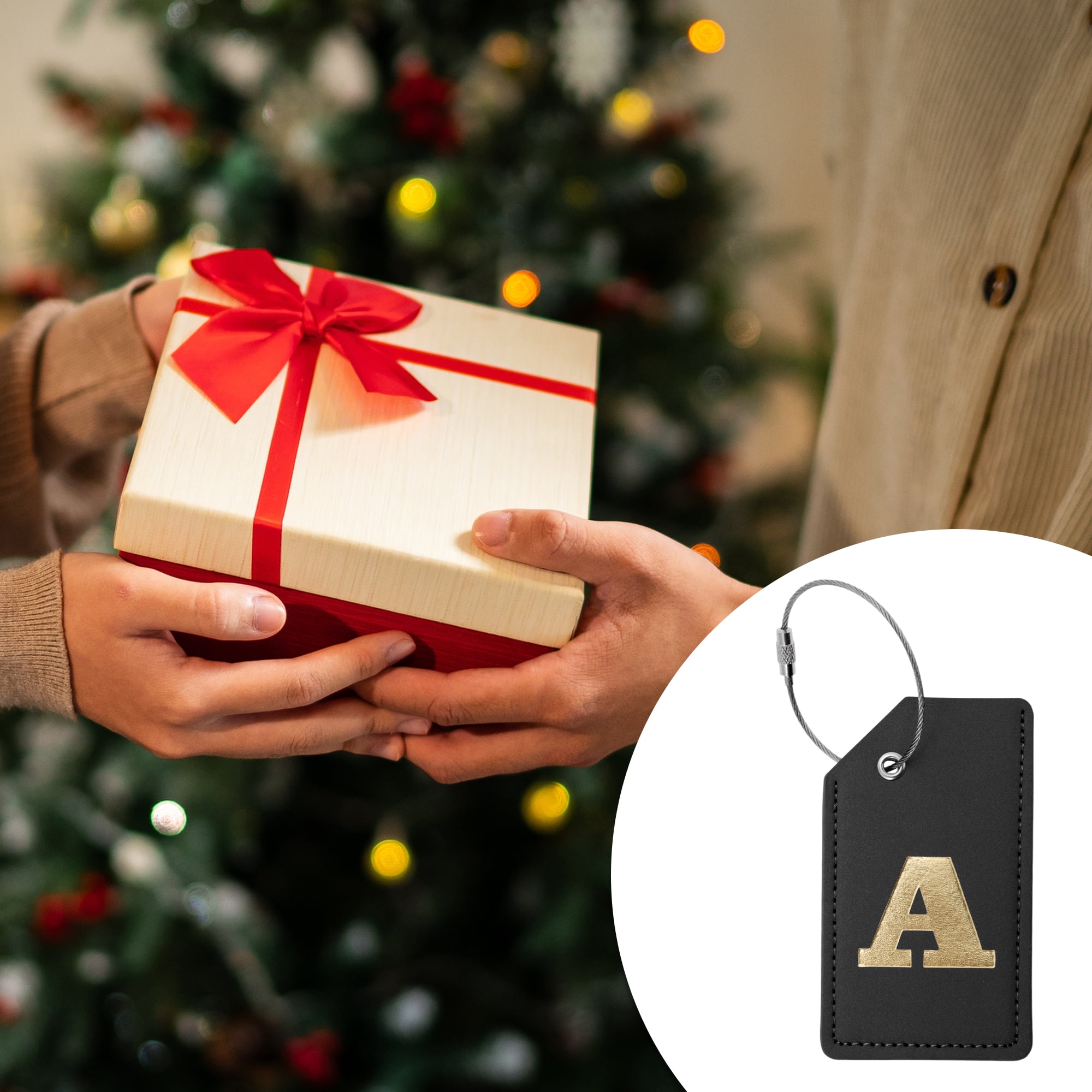 Unique Bargains 1 Pc Stylish Durable Luggage Tag for Travelling Black [Letter A]
