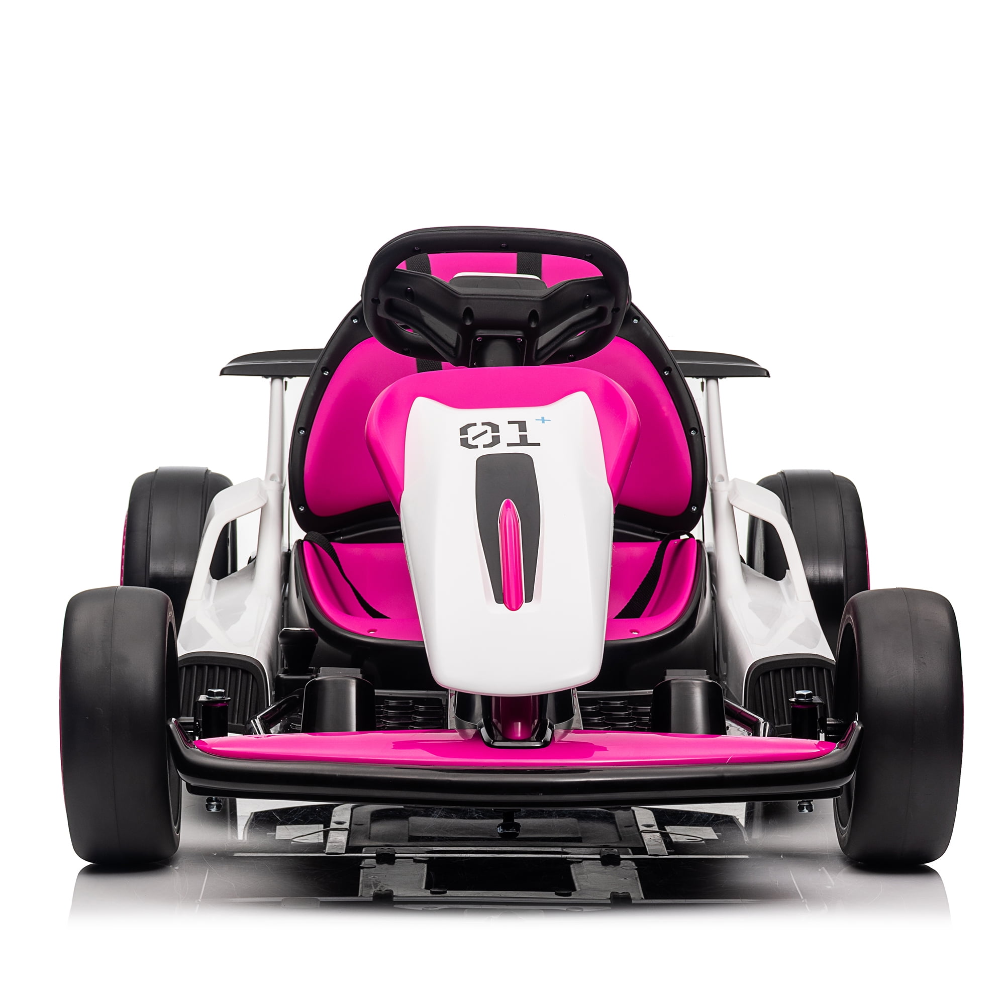 24V Electric Go Kart ride on toys for boys girls Age 6+, Rose Pink