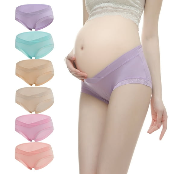 6 Pack Womens Cotton Maternity Underwear,Healthy Maternity Pregnancy Panties Postpartum Mother Under Bump Underwear