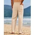 thumbnail image 3 of COOFANDY Men's Linen Pants Drawstring Casual Loose Fit Beach Summer Yoga Pants Lightweight Linen Trousers, 3 of 6
