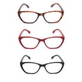 thumbnail image 3 of EYE ZOOM 3 Pairs Ladies Readers Cat Eye Style reading Glasses with Spring Hinge for Women, Black, Brown Tortoise and Red, +2.00 Strength, 3 of 6