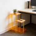 thumbnail image 4 of ToppiJoy 3-Tier Orange Acrylic Side Table, Modern Clear Coffee Table, Stepped Space-Saving End Table for Living Room, Bedroom, Dorms, Apartments (Square), 4 of 18
