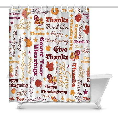 Pop Happy Thanksgiving Bathroom Decor Shower Curtain Set 66x72