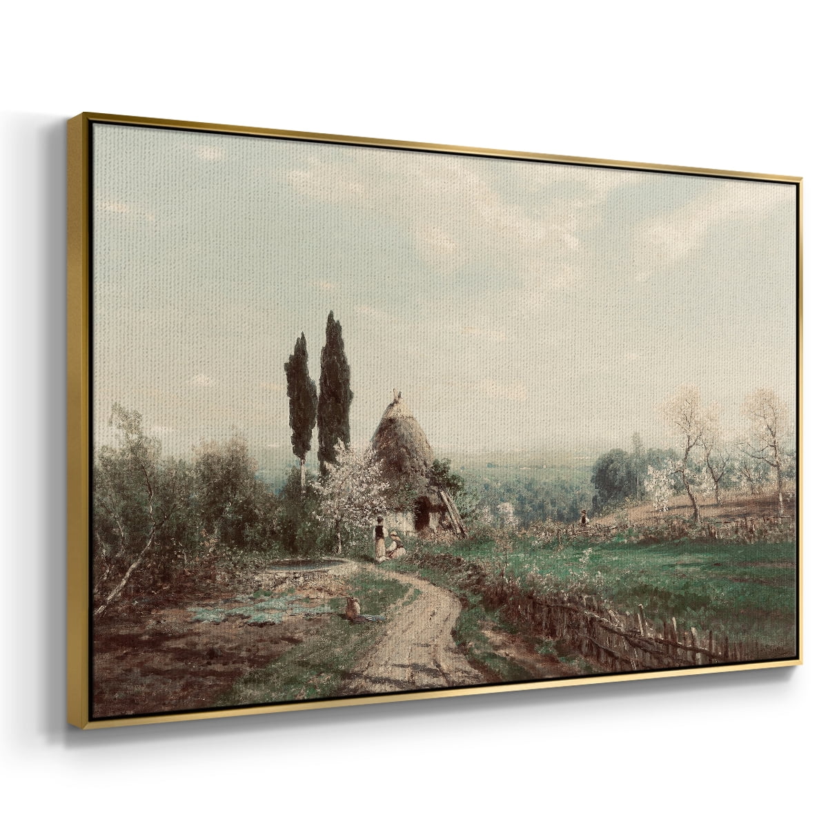 Vintage Landscape-CD By Wexford Home Framed in Gold Wood Gallery Wrapped Canvas 17 in. x 25 in.