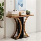 Barara King Console Table 39.5 Inch Rectangular Entryway Table with Geometric Frame for Hallway Living Room Home Decor, Rustic Brown