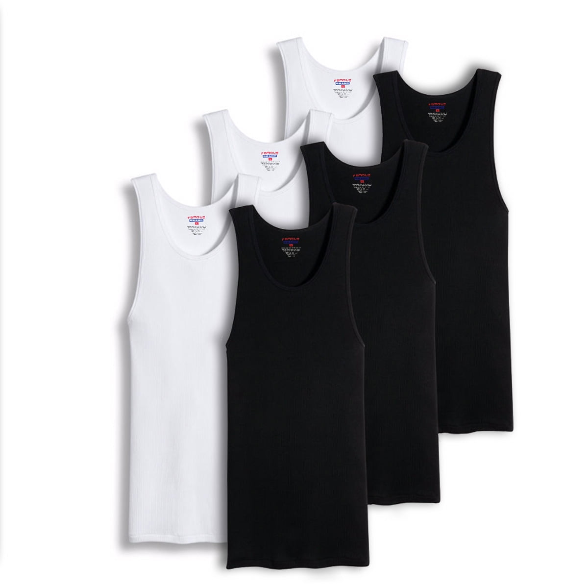 Value Packs of Men's Big And Tall Black & White Ribbed 100% Cotton