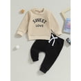 thumbnail image 2 of SUNSIOM Baby Boy Fall Outfits Classic Long Sleeve Clock Print Sweatshirt + Pants Set Toddler Clothes, 2 of 8