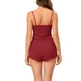 thumbnail image 3 of Conjuntos de pijama para mujeres INSPIRE CHIC, camisetas de punto con pantalones cortos, 2 piezas, ropa de dormir, L rojo, 3 of 6