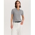 thumbnail image 4 of Jersey Micoson para mujer, manga corta, cuello en V, tejido trenzado, gris, 4 of 6