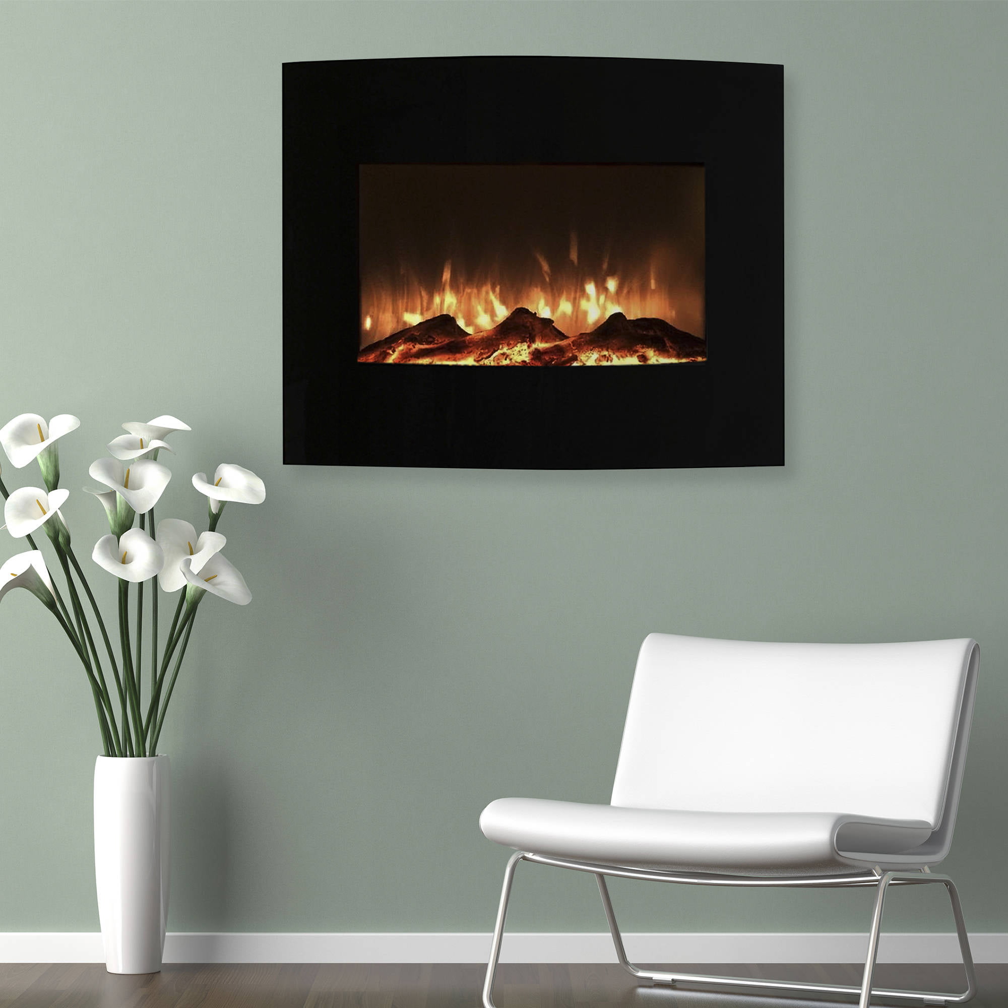 Glass Wall Mounted Electric Fireplace, Wall Electric Fireplace Canada