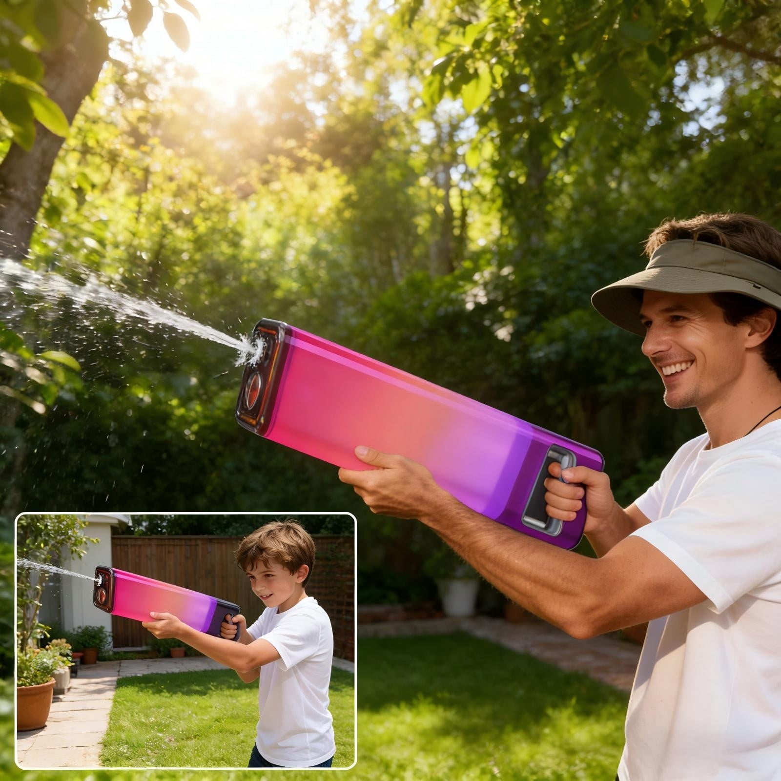 syligr Electric Water Blaster Toy, Automatic Continuous Shooting, Flashing LED Lights & Dynamic Sound Effects, Cool Color Changing Outdoor Water Blaster, Large Capacity Summer Pool Beach Water Toy