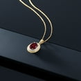 thumbnail image 5 of Gem Stone King 14K Yellow Gold Pendant 1.50 Ct Oval Red Rhodolite Garnet White Diamond, 5 of 5