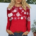 thumbnail image 4 of asdoklhq Mock Neck Sweatshirt Women Christmas Women's Fashion Tees Casual Round Neck Loose T Shirt Long Sleeve Christmas Print Shirt Multicolor 3X, 4 of 6