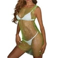 thumbnail image 2 of Women Summer Swimsuit Cover Ups Diamonds Glitter Fishnet Hollow Out Sleeveless Beach Dress, 2 of 6