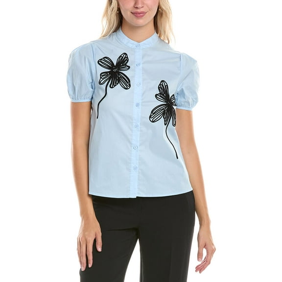 Gracia womens Embroidered Blouse, l, Blue