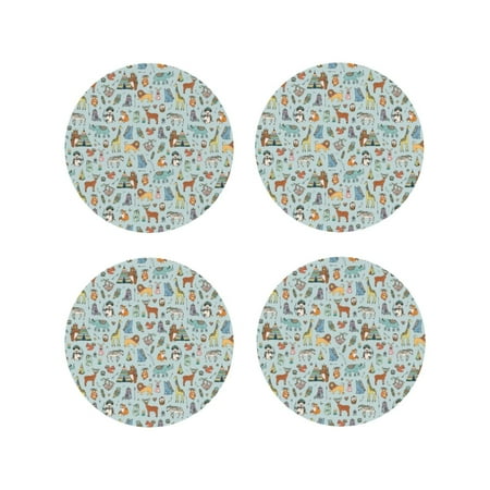 

Tideii Tribal Animals for Leather Coasters 4 Pieces Anti-fouling and Anti-scalding Decorative Coasters Suitable for Restaurants Kitchens Coffee Shops-Round Shape