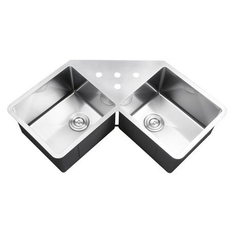 Ruvati Gravena Corner 43.75'' L x 23'' W Double Basin Undermount Kitchen Sink