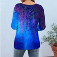 thumbnail image 6 of Xuyuer 3/4 Length Sleeve Womens Tops Round Neck Casual Summer Tunic Tops Basic Tees Blouses Dressy T-Shirts Pleated Shirts Blouses Spring Fashion Ethnic Graphic Crew Neck Tunic T Shirts, 6 of 7
