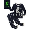 thumbnail image 2 of WIBACKER Little Boys Pajamas Sets Glow in Dark Dinosaur 100% Cotton 2 Piece Toddler Kids Pjs Sleepwear Size 3-8T, 2 of 7