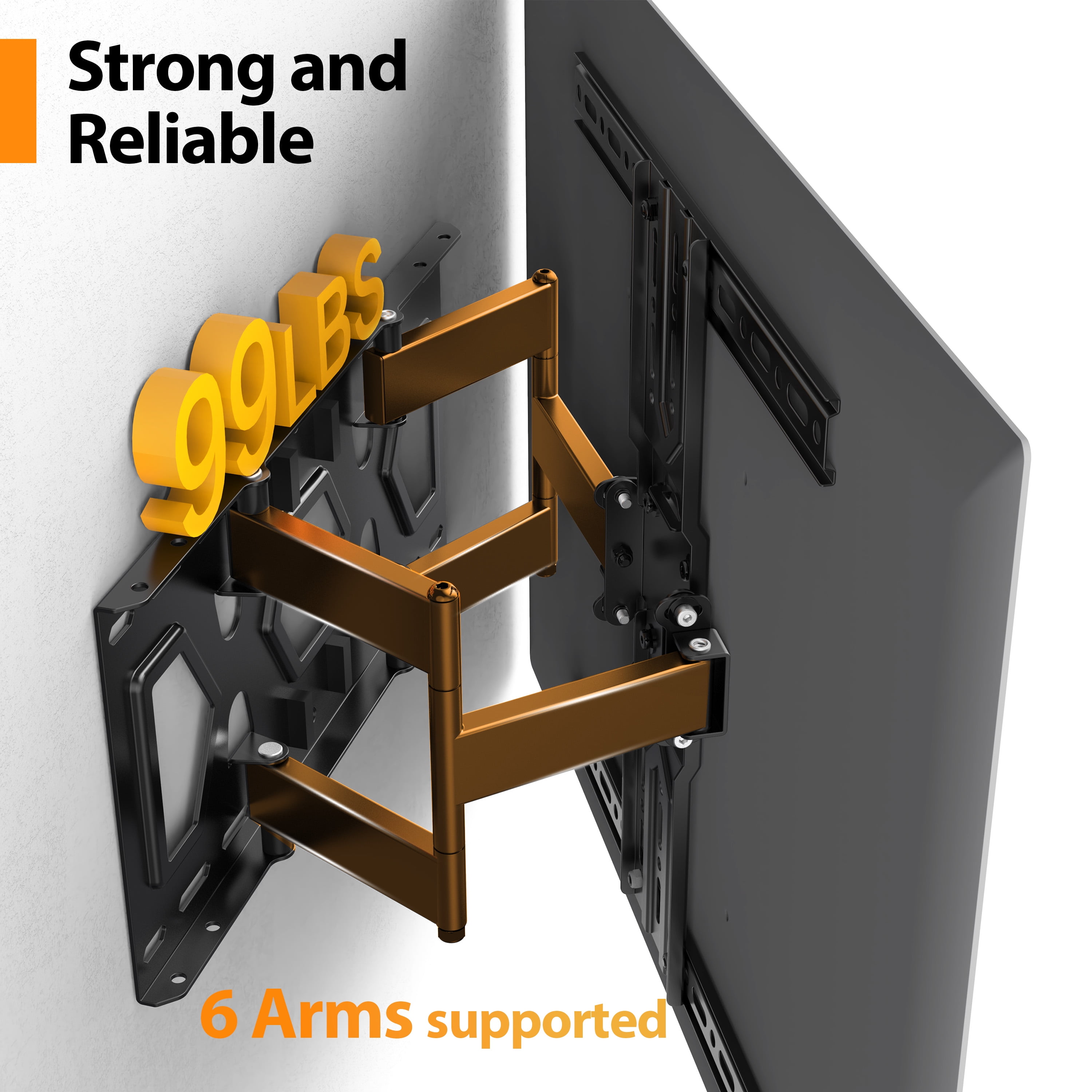MountLiving Ultra Slim TV Wall Mount for 26-65" Screens, 1.3" Thin Profile, Swivel & Tilt, Max VESA 400x400mm, 99 lbs, Fits 16" Studs