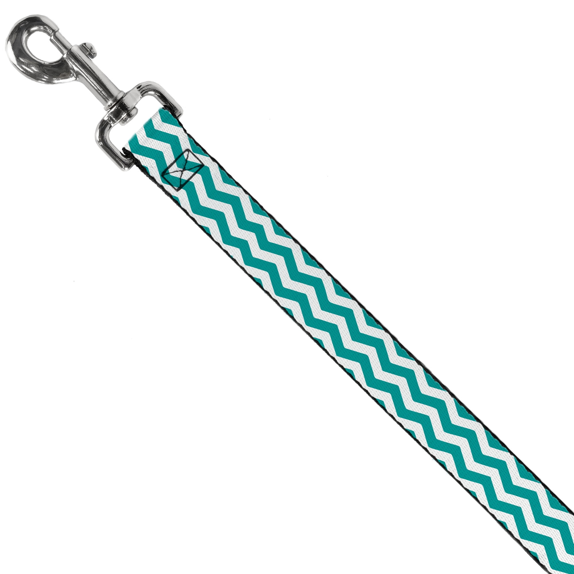 Buckle-Down Pet Leash, Dog Leash, Chevron Stripe White Teal, 6 Feet Long 1.0 Inch Wide