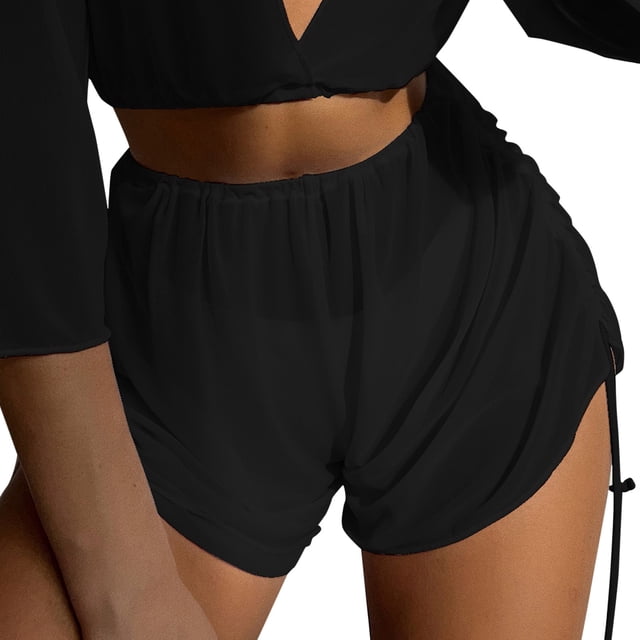 2025 Wrap Mesh Women Beach Womens Swim Bottoms Pattern Bikini Wraps Ruffle Shorts Swimming Pants for S Cover Up Ups Pants Cover Up Cover Drawstring Beach Side for Swimwear Bikinis