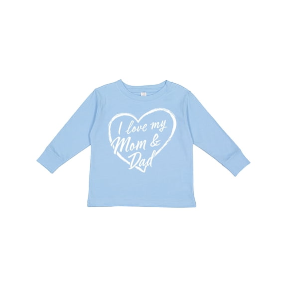 Inktastic I Love My Mom and Dad in White Chalk Heart Boys or Girls Long Sleeve Toddler T-Shirt