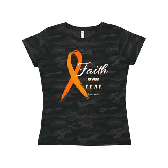 Inktastic Faith over Fear Leukemia Awareness with Orange Ribbon Women's T-Shirt