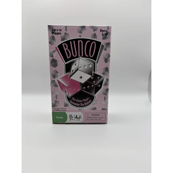 Bunco Dice Game For 2-12 Players Ages 7 And Up With 9 Colored Dice, 1 Fuzzy Dice, 1 Game Bell, 1 Score Pad