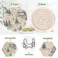 thumbnail image 2 of 6 Pcs Drink Coasters with Holder 3.94in Woven Coasters for Drinks Vintage Christmas Winter Scene Coaster Set for Protection Table, 2 of 7