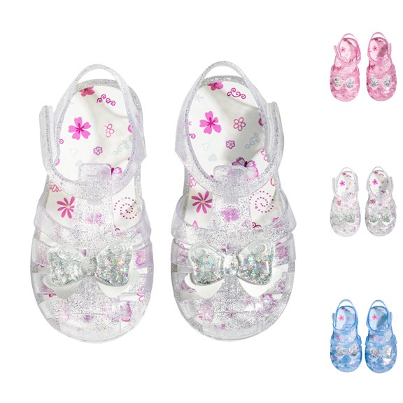 GPOECD Toddler Slippers Girls Summer Jelly Soft Sole Closed Toe Casual Slide Sandals for Toddlers and Kids Summer Shoes 2-10Y White,2.5-3 Years