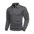 thumbnail image 2 of pstuiky camisas de manga larga para hombre, Camiseta de manga larga con solapa y botones para hombre, color liso, con cuello cuadrado pequeño camisetas de hombre l, 2 of 7