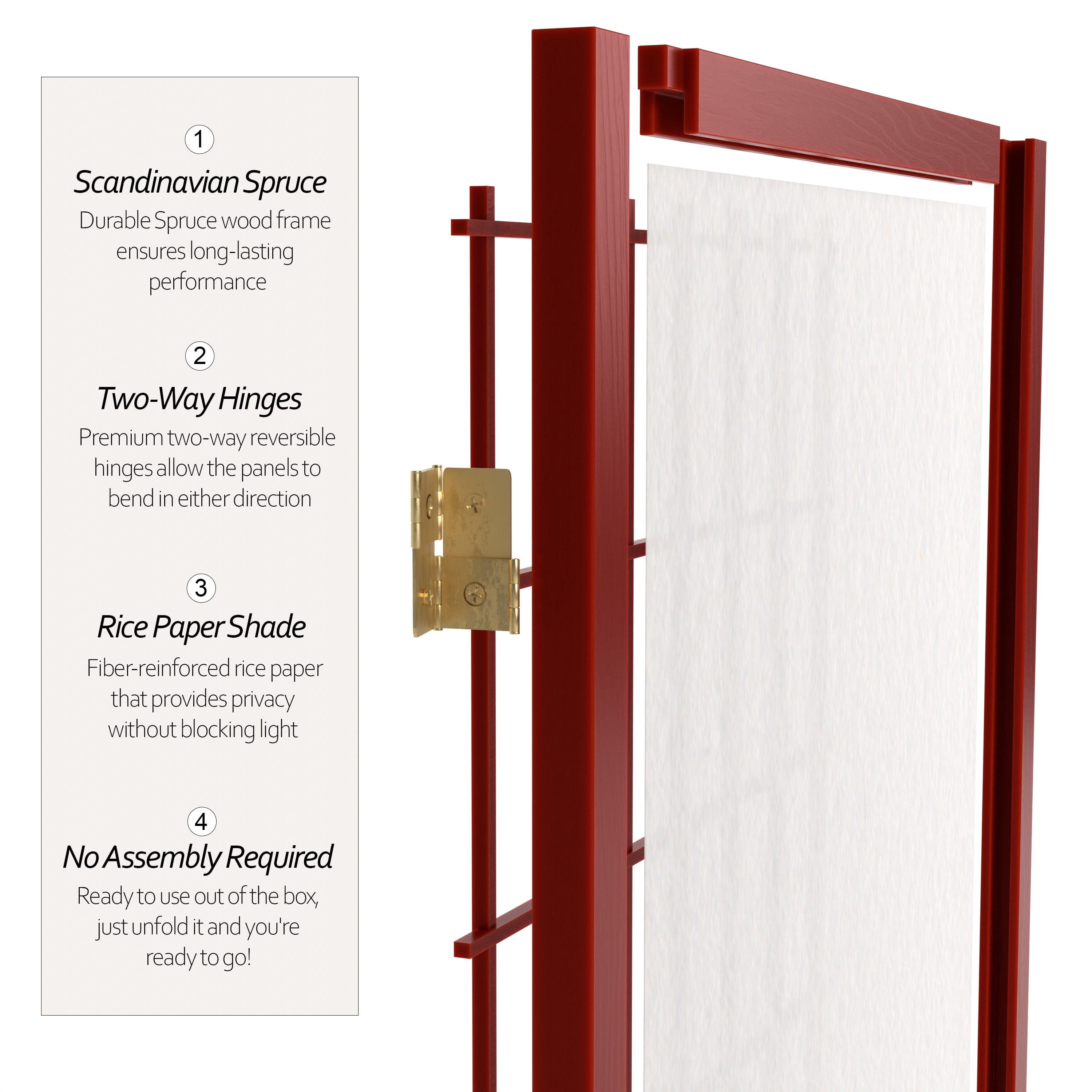 6 ft. Tall Window Pane Shoji Screen - Rosewood - 8 Panels