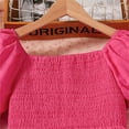 thumbnail image 5 of Girls Smocked Dresses Short Sleeve Princess Dreamy Dress Summer Casual Tunic Ruffle Swing Elegant Dresses, Hot Pink, 8 Years, 5 of 7