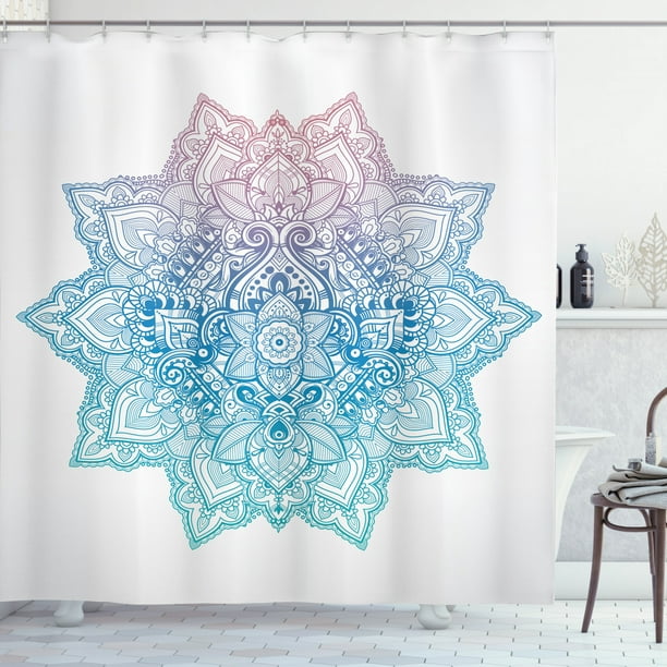 Lotus Shower Curtain, Bohemian Tattoo Style Zen Pastel Toned Mandala  Abstract Lotus Flower Design, Fabric Bathroom Set with Hooks, 69W X 84L  Inches Extra Long, Lilac Pale Blue, by Ambesonne - Walmart.com
