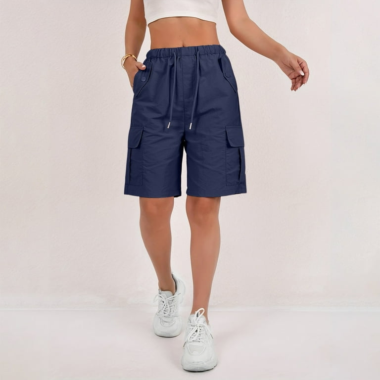 TQWQT Dark Blue Shorts Women Cargo Shorts Dressy Casual Inch