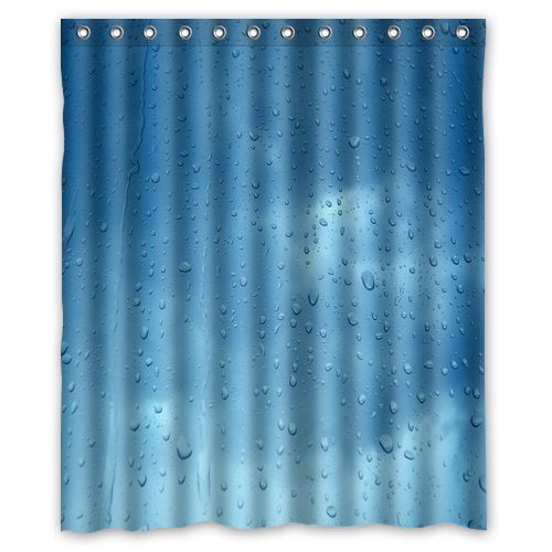 YUSDECOR Raindrop Waterproof Shower Curtain Set with Hooks Bathroom Accessories Size 60x72 inches