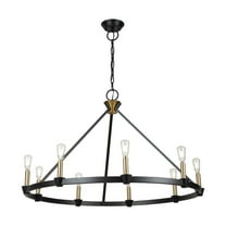 Artcraft Lighting Notting Hill Collection 9Light Chandelier Black and Brushed Brass