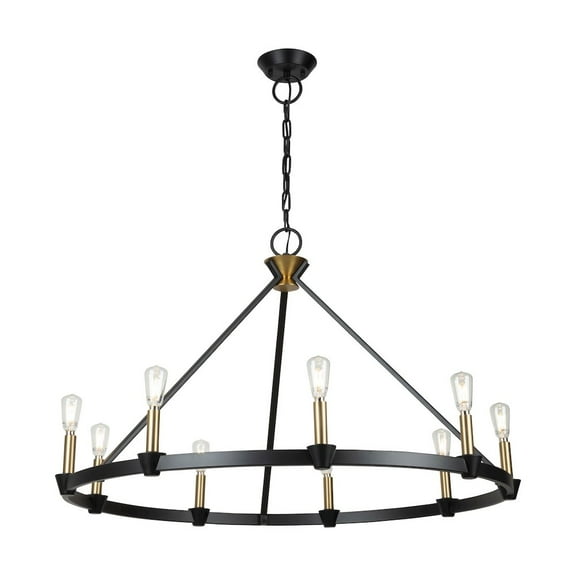Artcraft Lighting Notting Hill Collection 9Light Chandelier Black and Brushed Brass