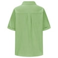 thumbnail image 6 of Cotton Linen Tops For Women Collared Short Sleeve Shirts Button Down Tees Pleated Solid Shirts Basic Classic T-Shirt Loose Beach Vacation Blouse Summer, 6 of 7