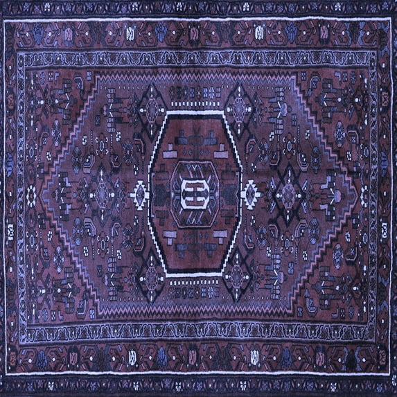 Ahgly Company Machine Washable Indoor Square Persian Blue Traditional Area Rugs, 4' Square