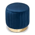 thumbnail image 3 of Baxton Studio Kirana Glam and Luxe Navy Blue Velvet Fabric Upholstered and Gold PU Leather Ottoman, 3 of 5