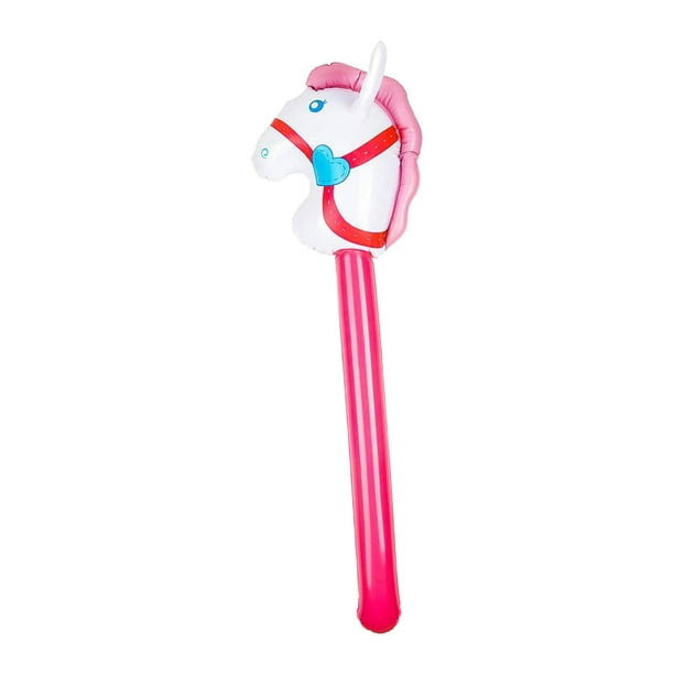 Caballo de palo inflable para disfraz de fiesta de vaquera y vaquera, cumpleaños de niños y niñas rosa