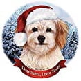 thumbnail image 2 of Holiday Pet Gifts Cavachon Santa Hat Dog Porcelain Christmas Tree Ornament, 2 of 3