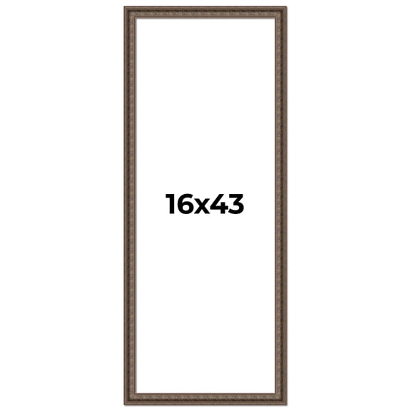 16x43 Ornate Brown Real Wood Picture Frame Width 1.5 Inches | Interior Frame Depth 0.5 Inches |