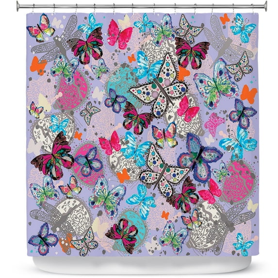 Shower Curtains 70" x 93" from DiaNoche Designs by Julie Ansbro - Butterflies Lilac