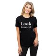 thumbnail image 2 of Look Inward Women's Fashion Relaxed T-Shirt Tee Heather Black 2X-Large, 2 of 5