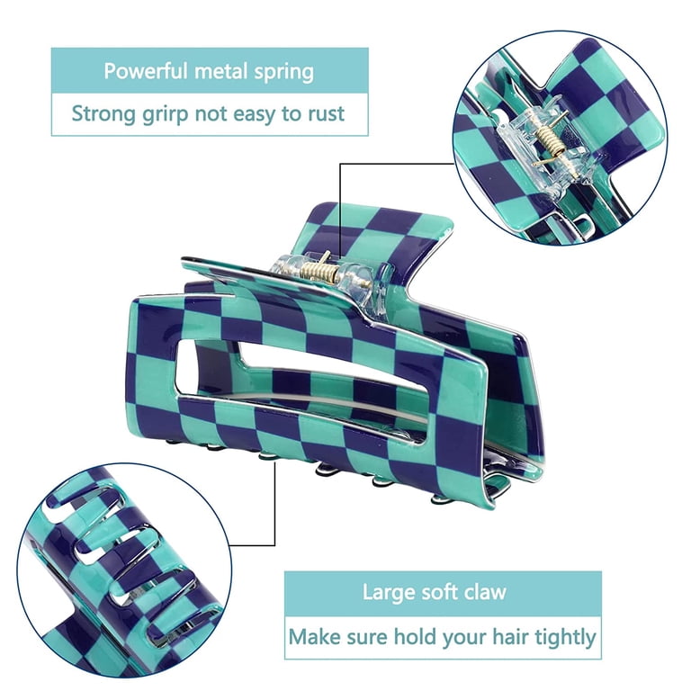 Holzlrgus Checkered Hair Claw Clips, 6 Pack Rectangle Design  display picture 1
